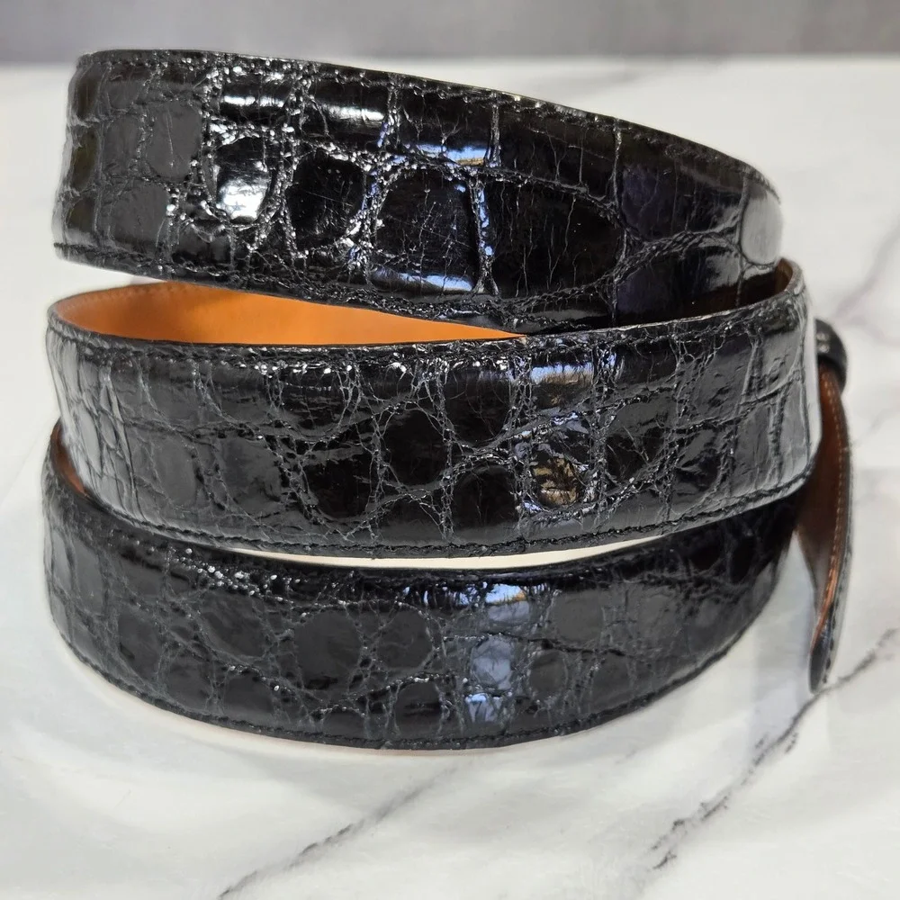 Martin Dingman Louisiana Alligator Belt Mens 44 Black USA Made Exotic Leather